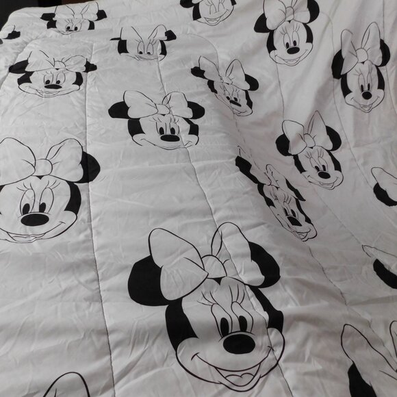 Disney Other - Disney Minnie Mouse Quilt Black White Gold Twin Comforter 78" x 84" Reversible
